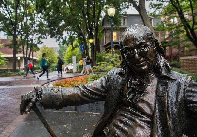 Statue af Benjamin Franklin