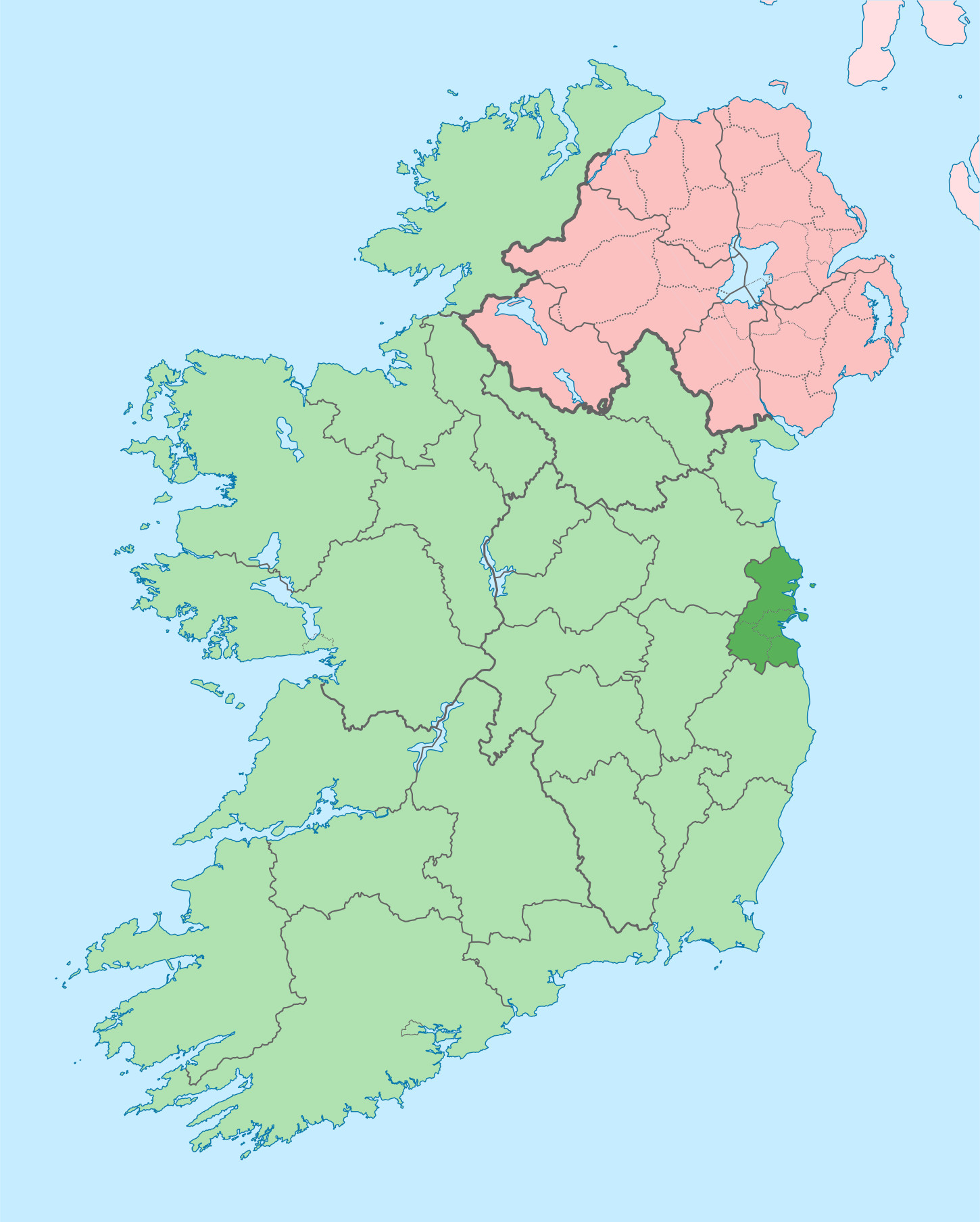 Kort over øen Irland